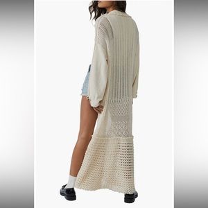 NWT Free People Mixed Stitch Crochet Duster